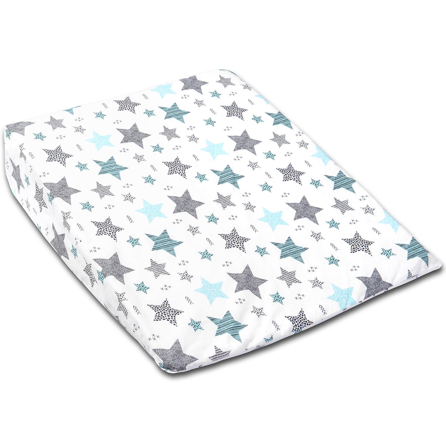 Perna antireflux XXL cu husa detasabila din bumbac 70x58 cm Kidizi All Mint Stars