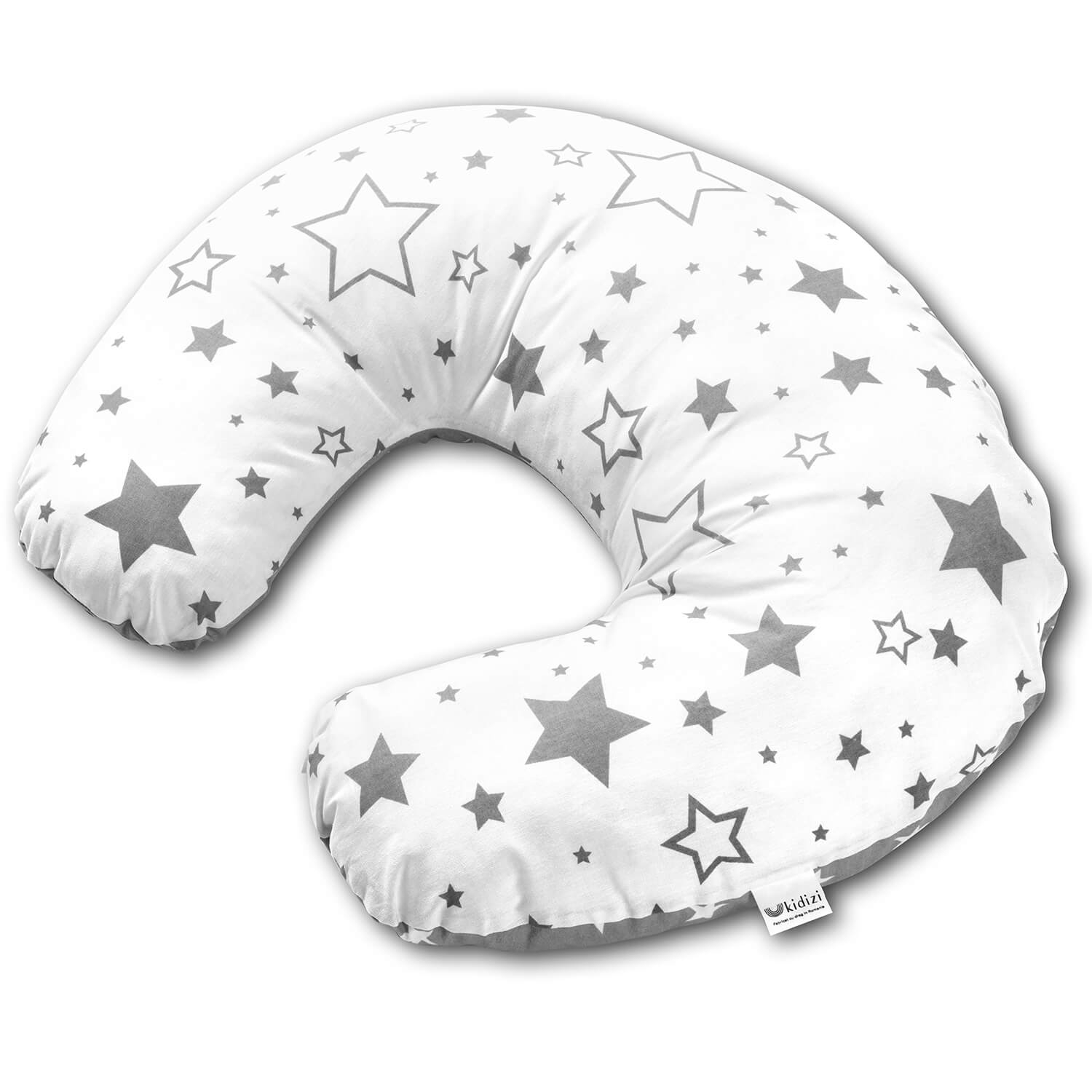 Perna pentru alaptare multifunctionala 3 in 1 Kidizi Celia Galaxy Grey, poate fi utilizat ca si suport tummy time si fotoliu bebe