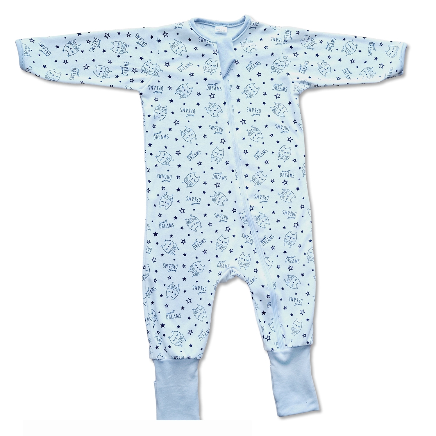Salopeta pijama bebe cu fermoar si botosei manseta Kidizi Owly marime 3-6 luni, 68 cm