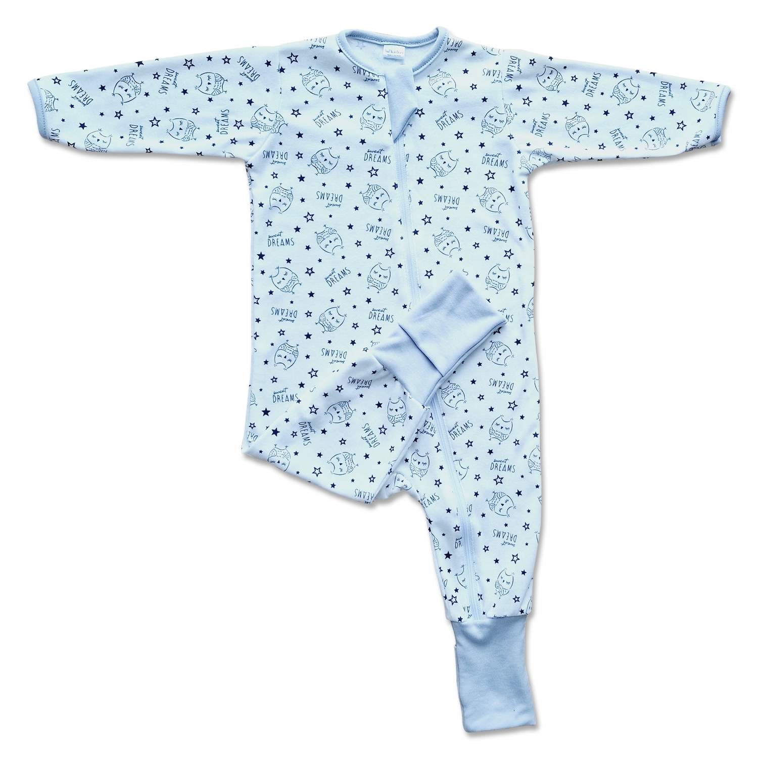 Salopeta pijama bebe cu fermoar si botosei manseta Kidizi Owly marime 6-9 luni, 74 cm