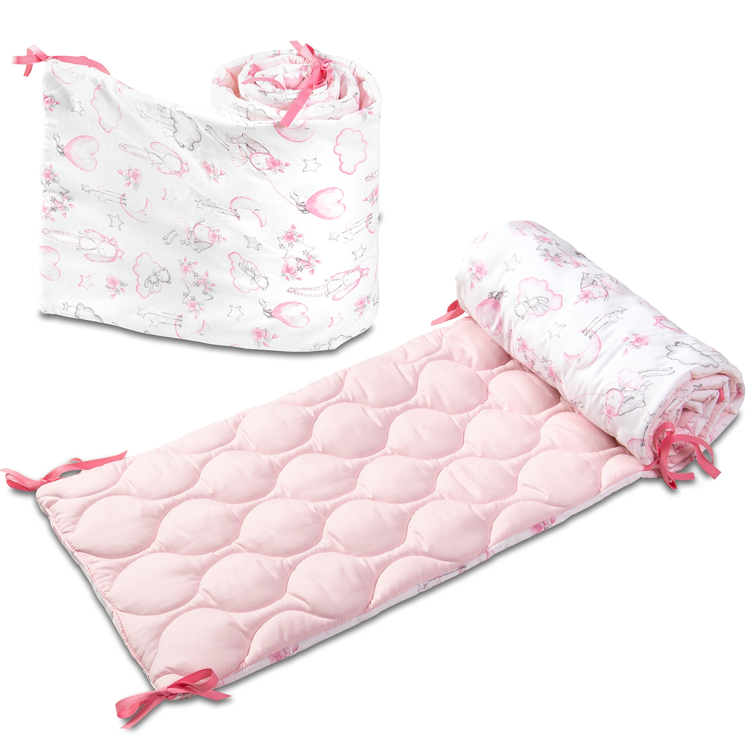 Set 2 aparatori matlasate patut 120x60 cm Kidizi Fairy Clouds Deluxe, inaltime 35 cm