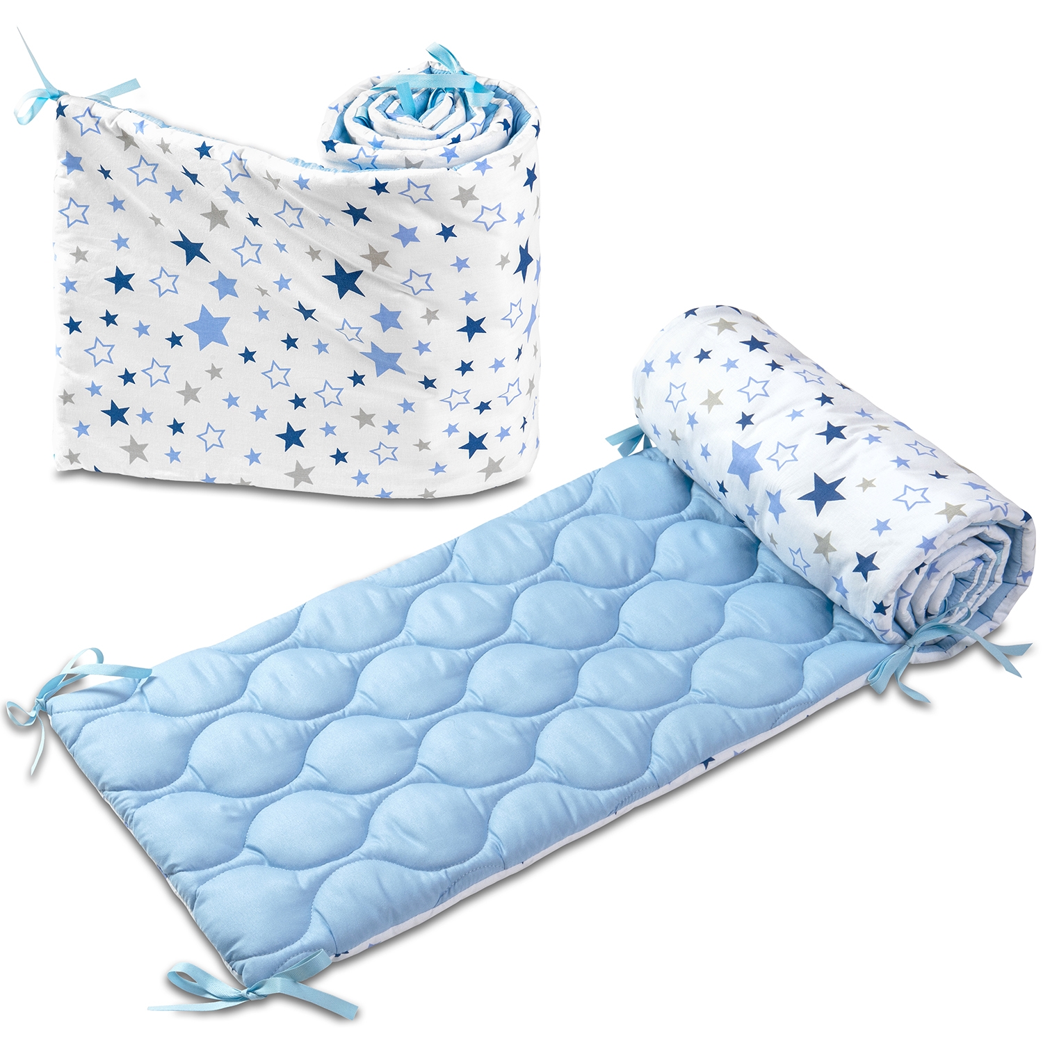 Set 2 aparatori matlasate patut 120x60 cm Kidizi Milky Way Deluxe, inaltime 35 cm