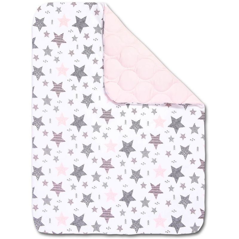 Paturica matlasata cu doua fete 100x78 cm Kidizi Pink Stars