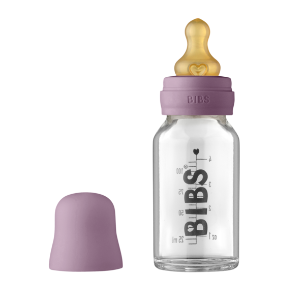 BIBS - Set complet biberon din sticla anticolici, 110 ml, Mauve