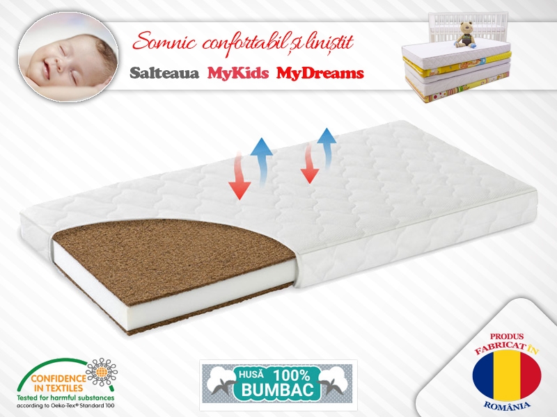 MyKids - Saltea fibra cocos 105x70x10cm