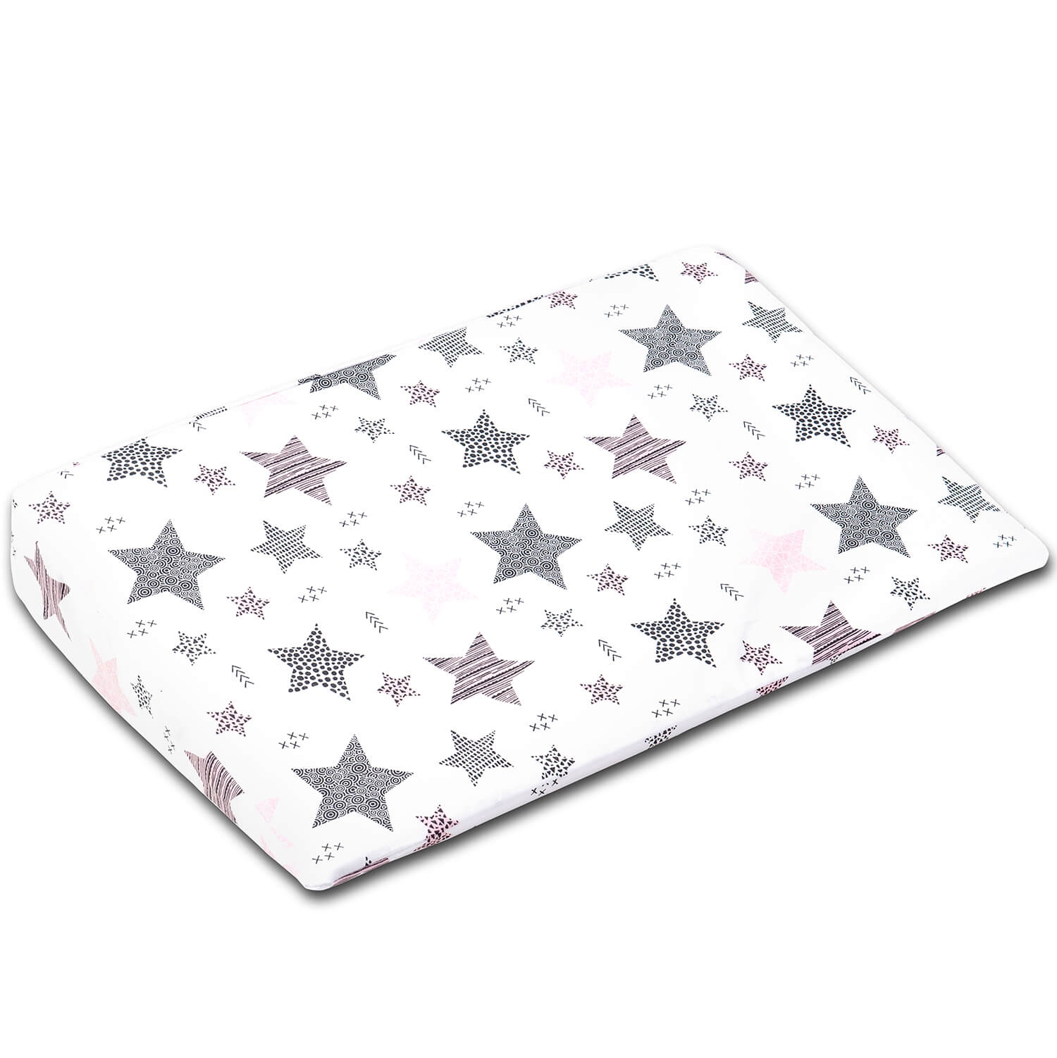 Perna antireflux 40x59 cm Kidizi All Pink Stars, husa bumbac si protectie impermeabila detasabila