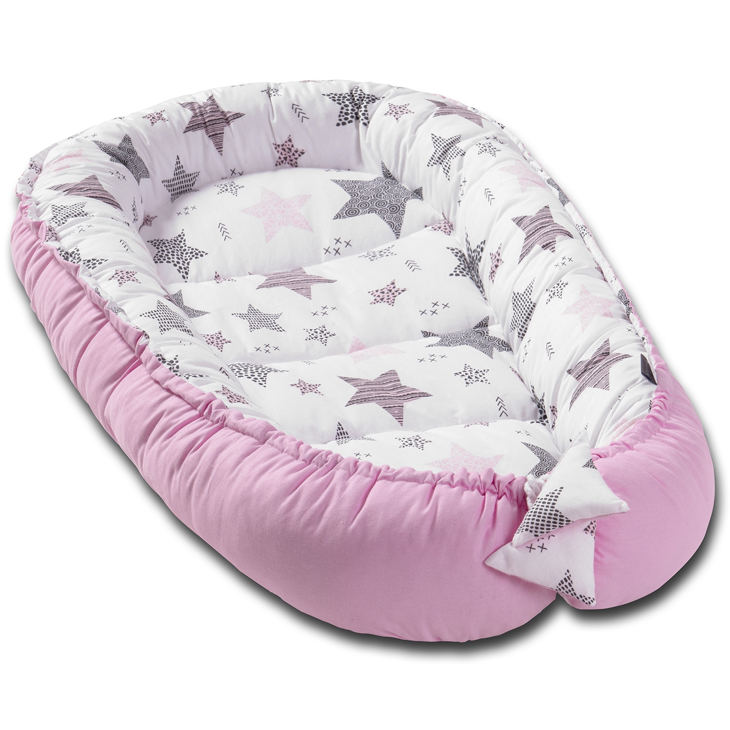 Cosulet bebelus pentru dormit Kidizi Baby Nest Cocoon 90x50 cm Pink Stars