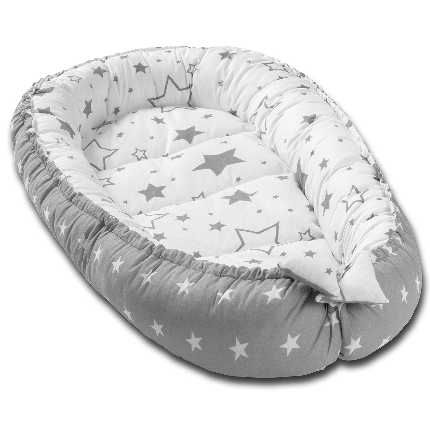 Cosulet bebelus pentru dormit Kidizi Baby Nest Cocoon 90x50 cm Galaxy Grey