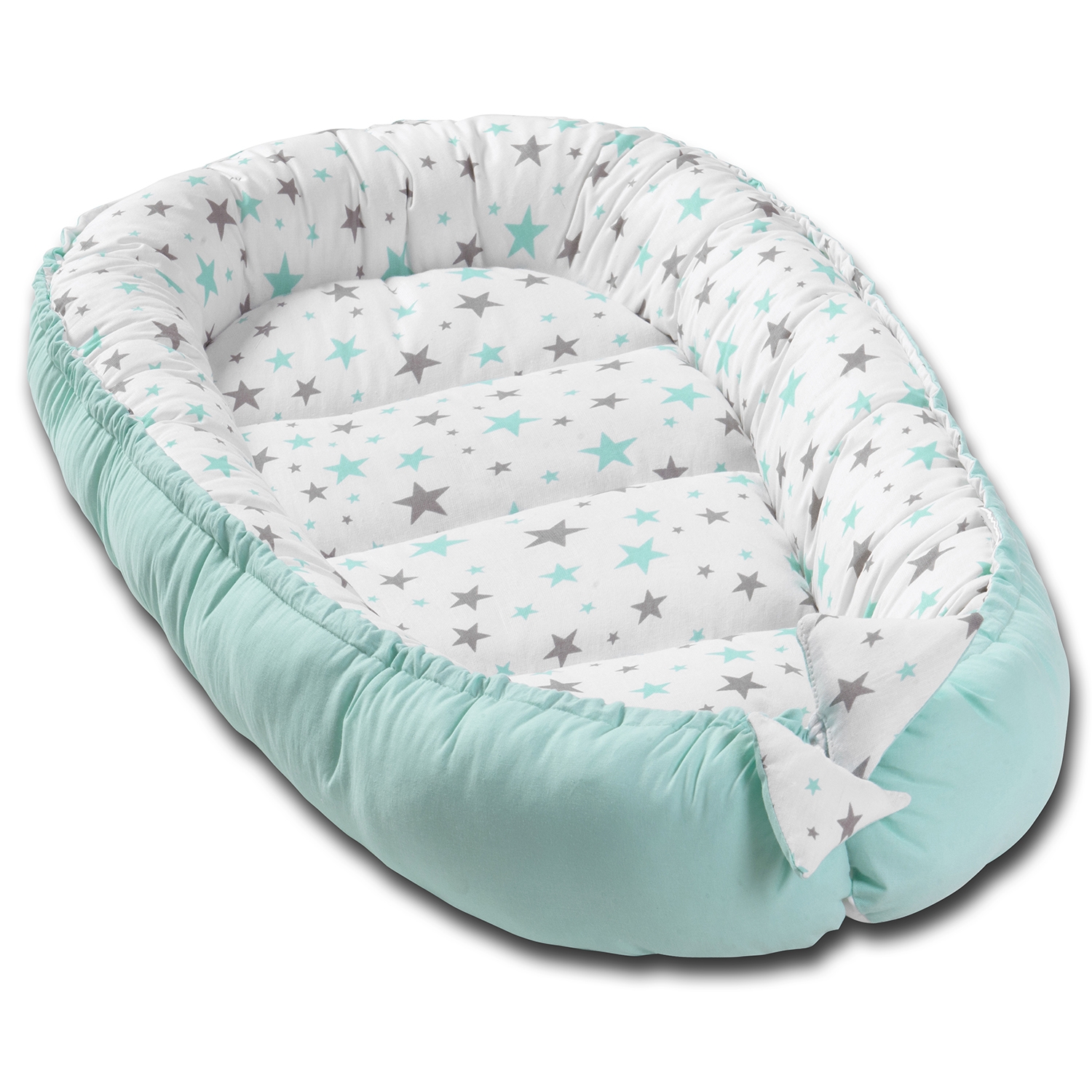 Cosulet bebelus pentru dormit Kidizi Baby Nest Cocoon 90x50 cm Galaxy Mint