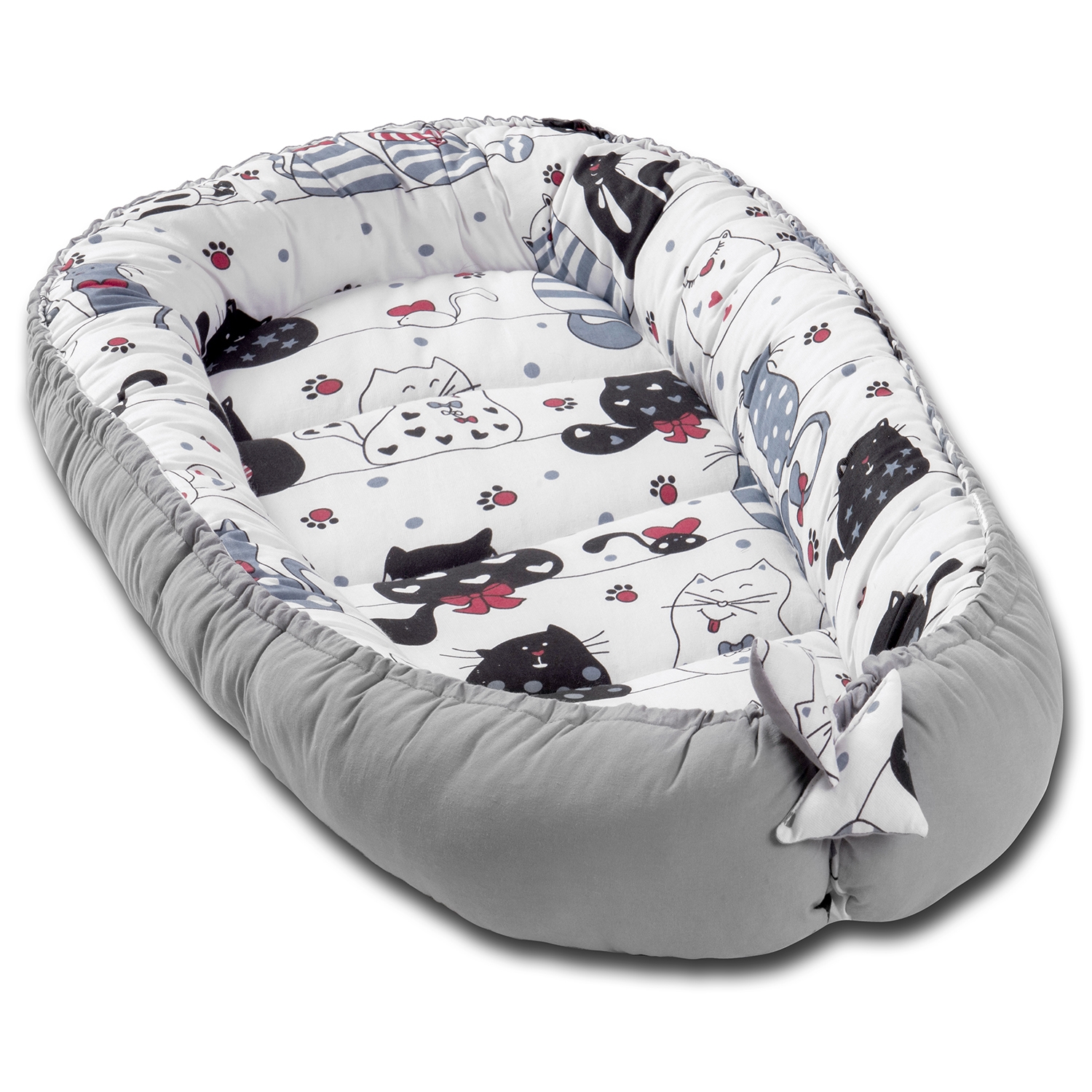 Cosulet bebelus pentru dormit Kidizi Baby Nest Cocoon 90x50 cm Happy Kitten