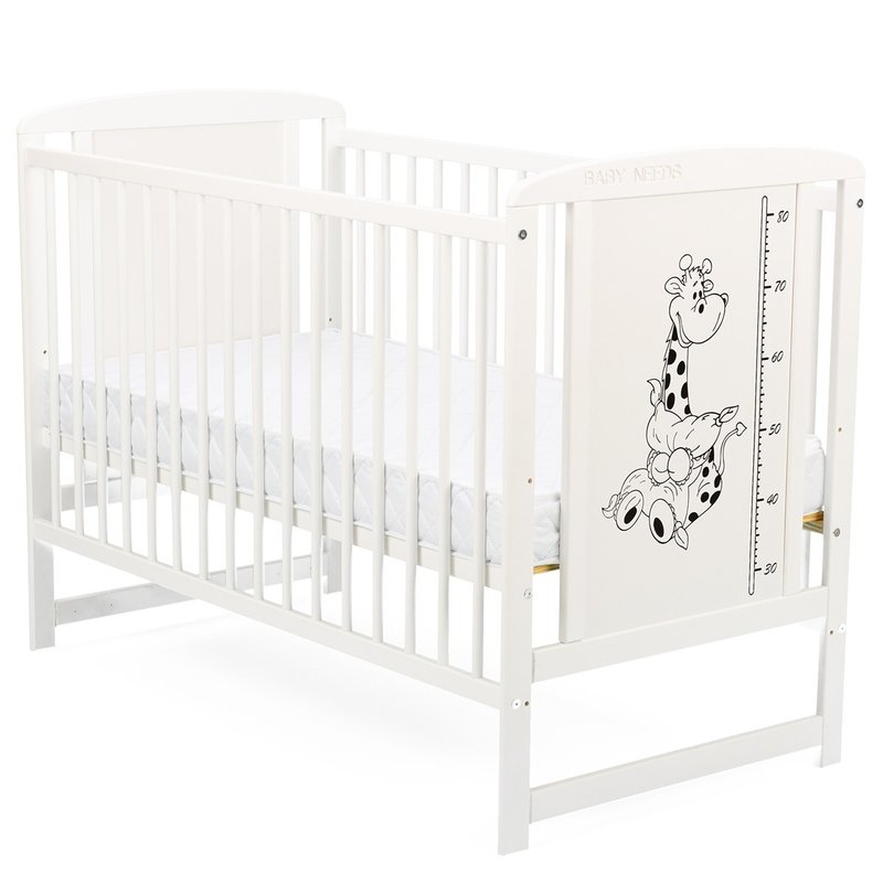 Patut din lemn Timmi Girafa BabyNeeds 120x60 cm Alb