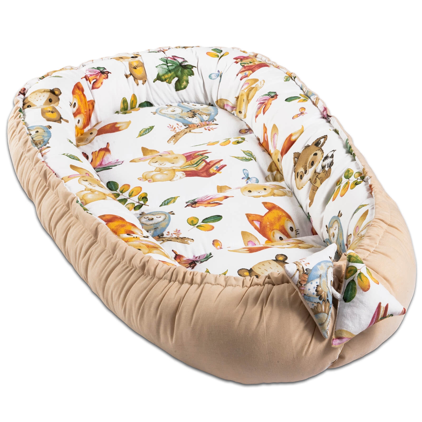 Cosulet bebelus pentru dormit Kidizi Baby Nest Cocoon 90x50 cm Animals Party