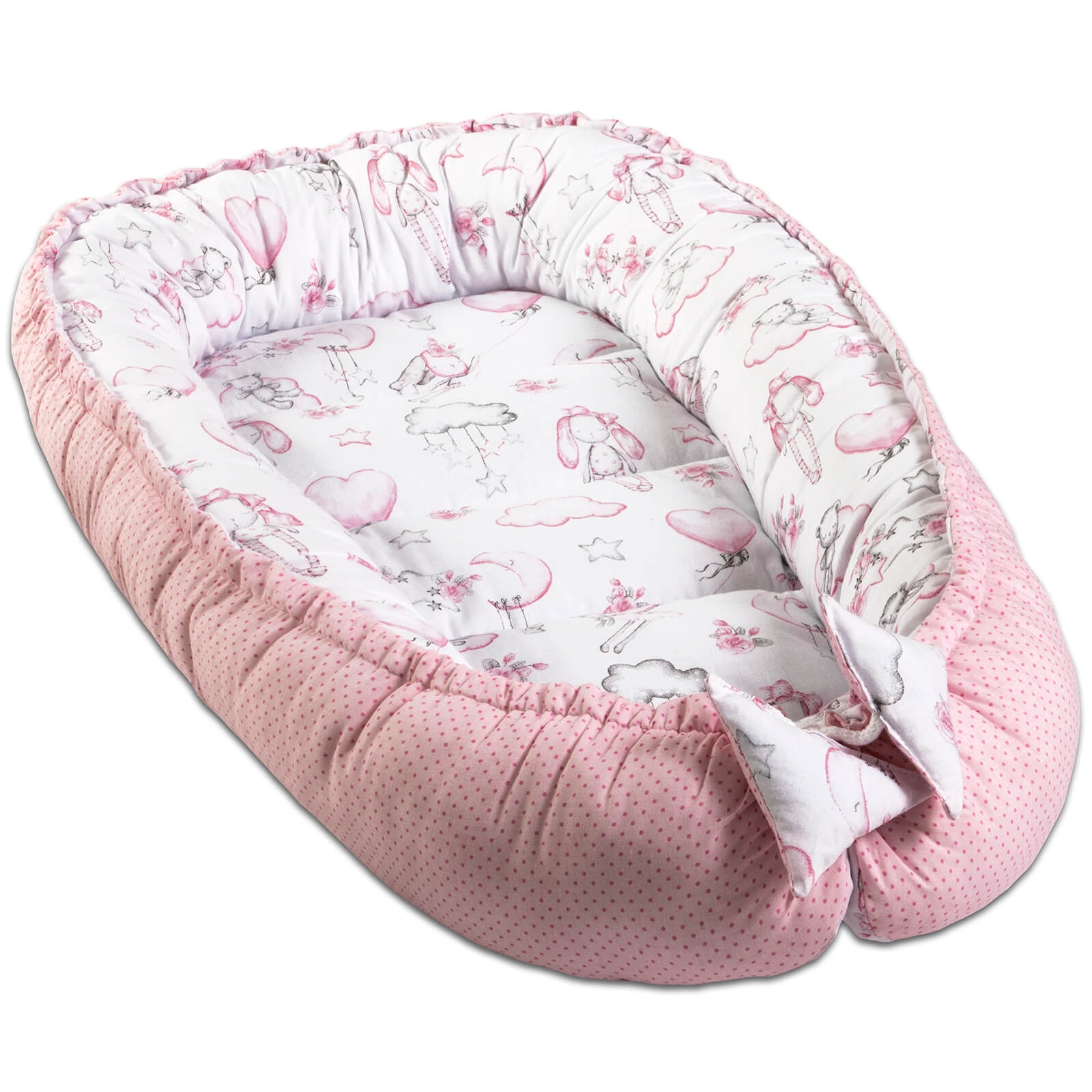 Cosulet bebelus pentru dormit Kidizi Baby Nest Cocoon 90x50 cm Fairy Clouds