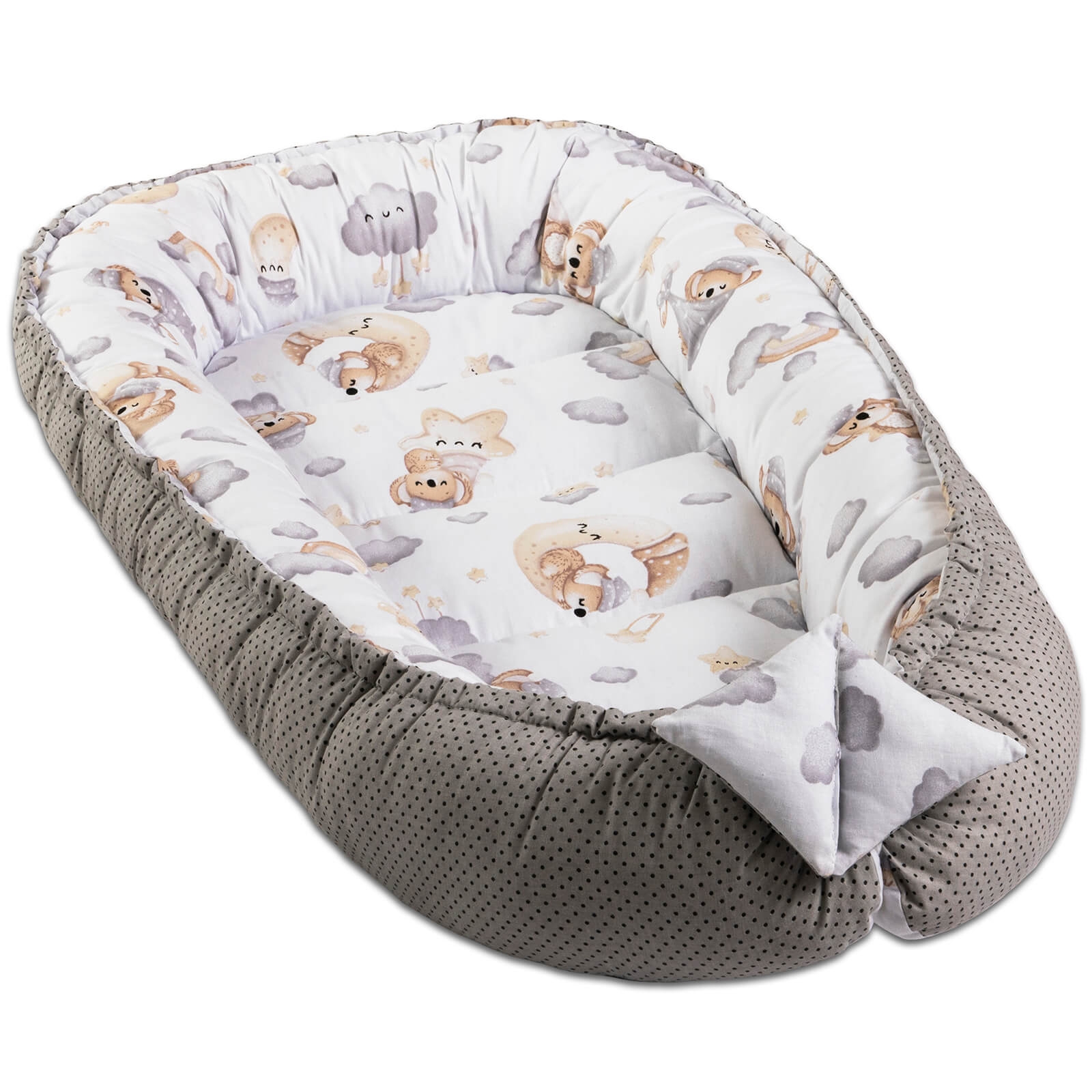 Cosulet bebelus pentru dormit Kidizi Baby Nest Cocoon 90x50 cm Koala Dreams