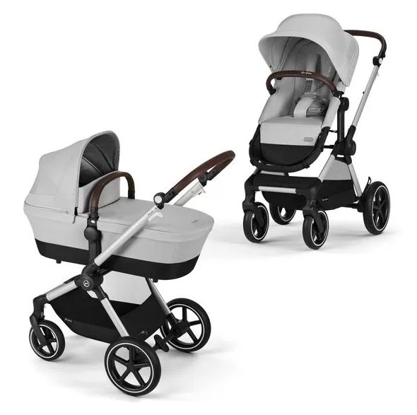 Carucior 2 in 1 Cybex Eos Lux Lava Grey cadru Silver, transformabil in landou