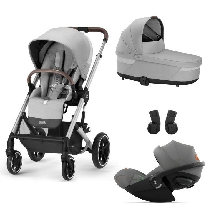 Carucior 3 in 1 Cybex Balios S Lux Lava Grey cadru Silver, include landou si scoica auto Cloud G Lava Grey