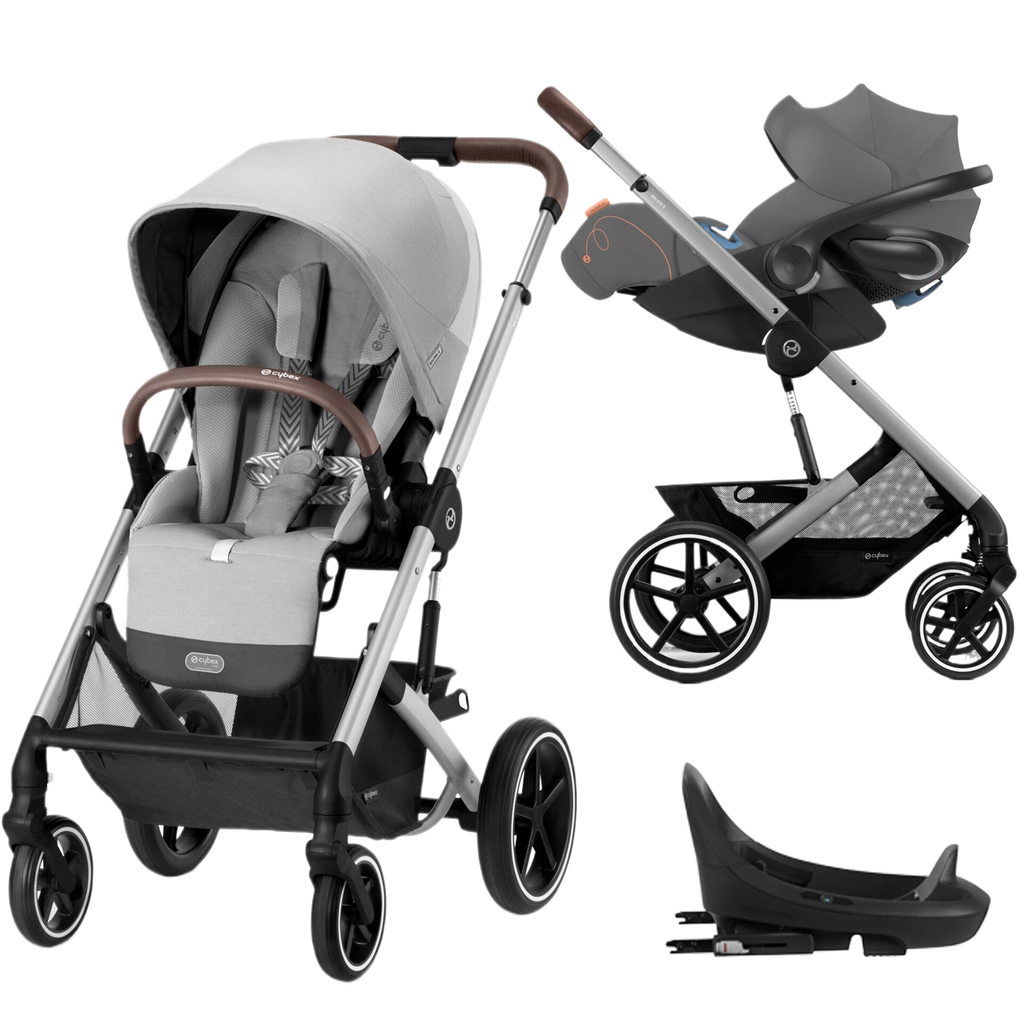 Sistem de calatorie Cybex Balios S Lux cu scoica spatar reglabil Cloud G Lava Grey si baza Isofix