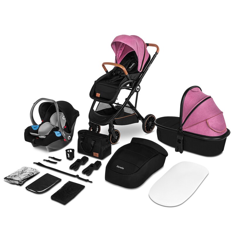 Carucior 3 in 1,Lionelo Riya, Pink violet