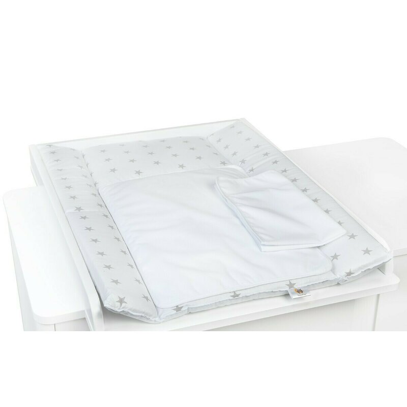 Saltea de infasat YappyNord White cu doua cearceafuri impermeabile, YappyKids, 73x55 cm, Alb