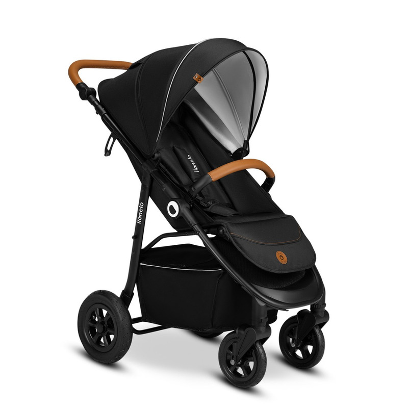 Carucior sport Lionelo Natt, De la nastere, Cu accesorii si capotina XXL reglabila, 0 - 22 kg, Conform cu standardele europene de securitate EN1888-1, EN1888-2, Negru Onyx