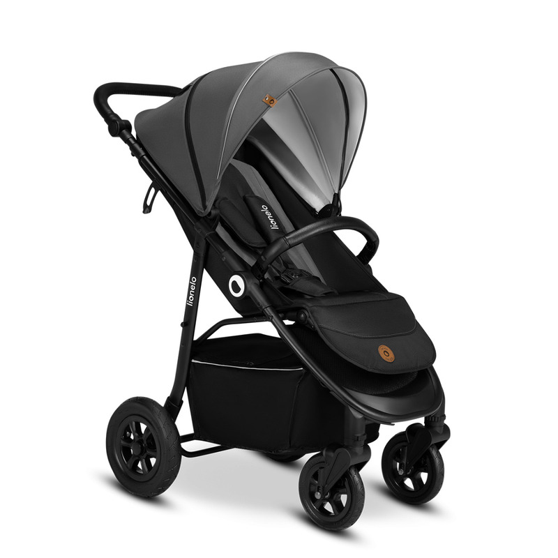 Carucior sport Lionelo Natt, De la nastere, Cu accesorii si capotina XXL reglabila, 0 - 22 kg, Conform cu standardele europene de securitate EN1888-1, EN1888-2, Gri