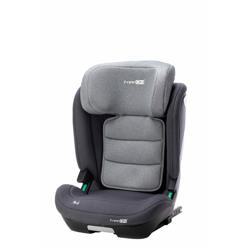 Scaun auto pentru copii, Rider, 100 - 150 cm, 3 - 12 ani, Tehnologie Isofix, Cu spatar reglabil, Cu tetiera reglabila in 10 pozitii, Conform cu standardul european de securitate ECE R129, FreeON, Grey