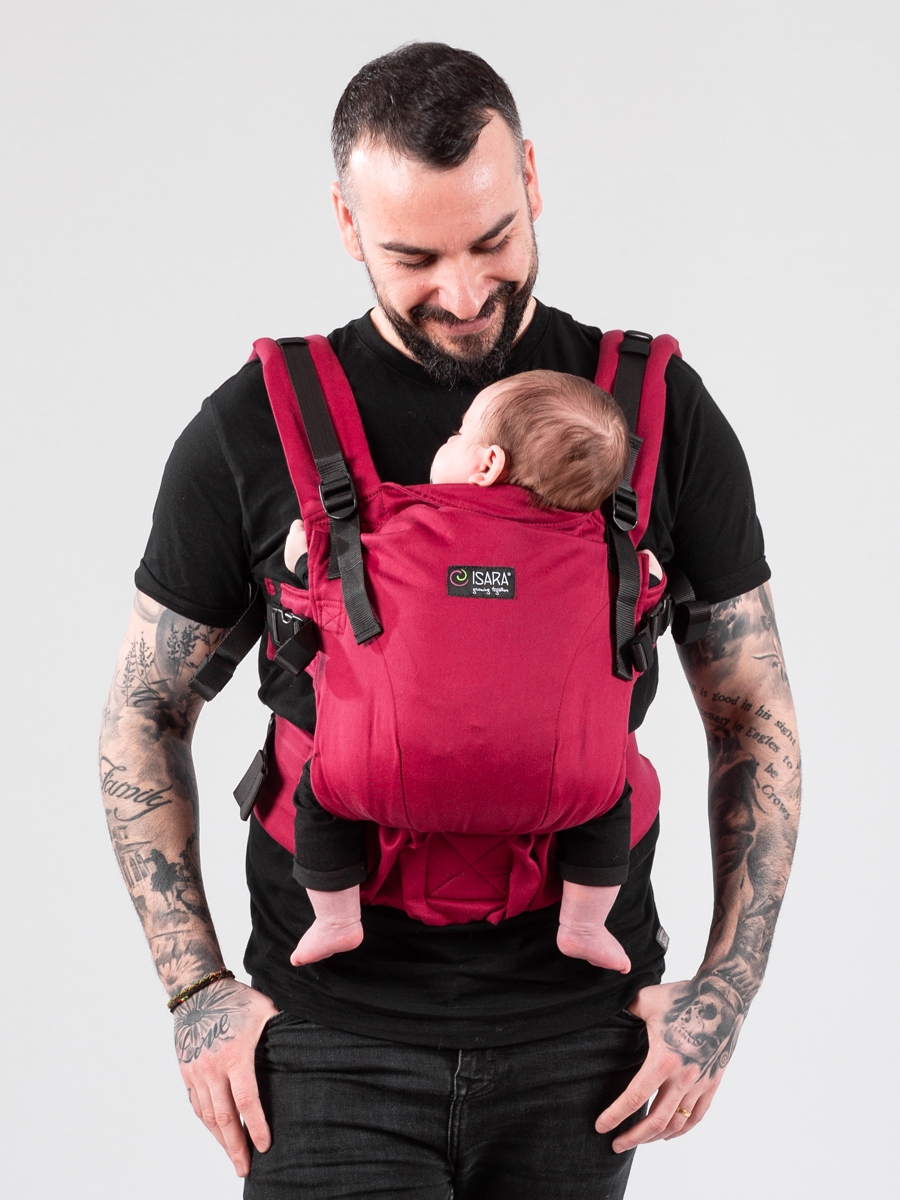 Marsupiu ergonomic bumbac organic Isara The One Scarlet