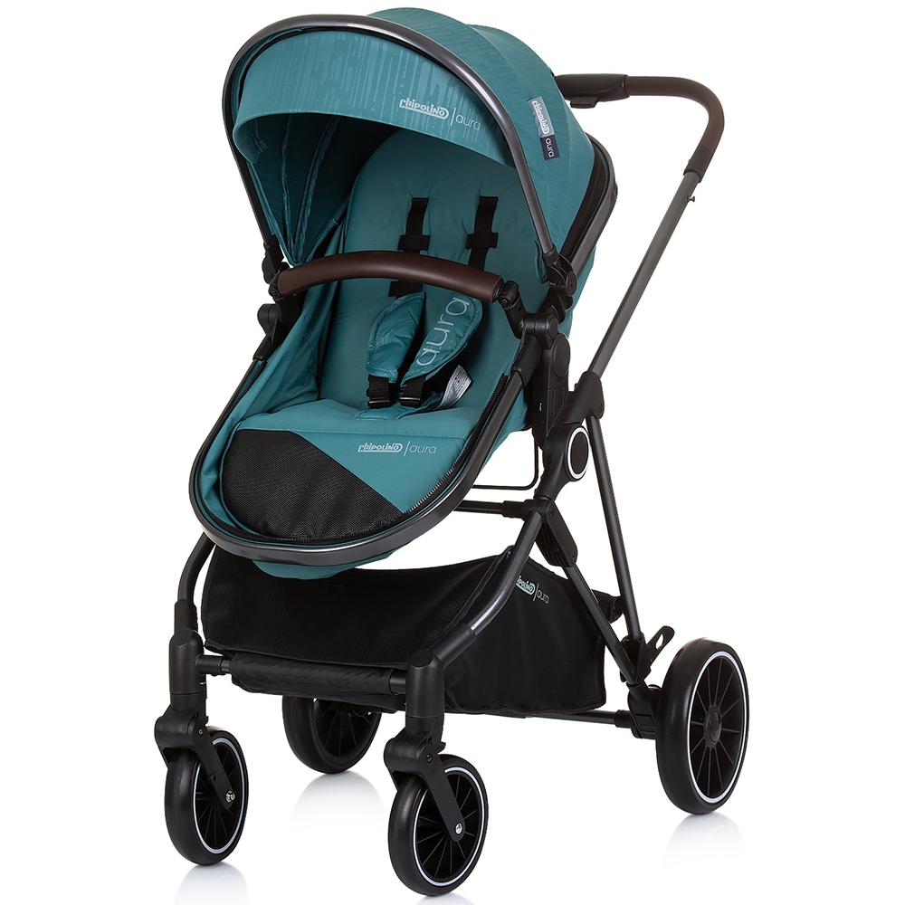 Carucior 2 in 1 Chipolino Aura teal, cu sezut transformabil in landou