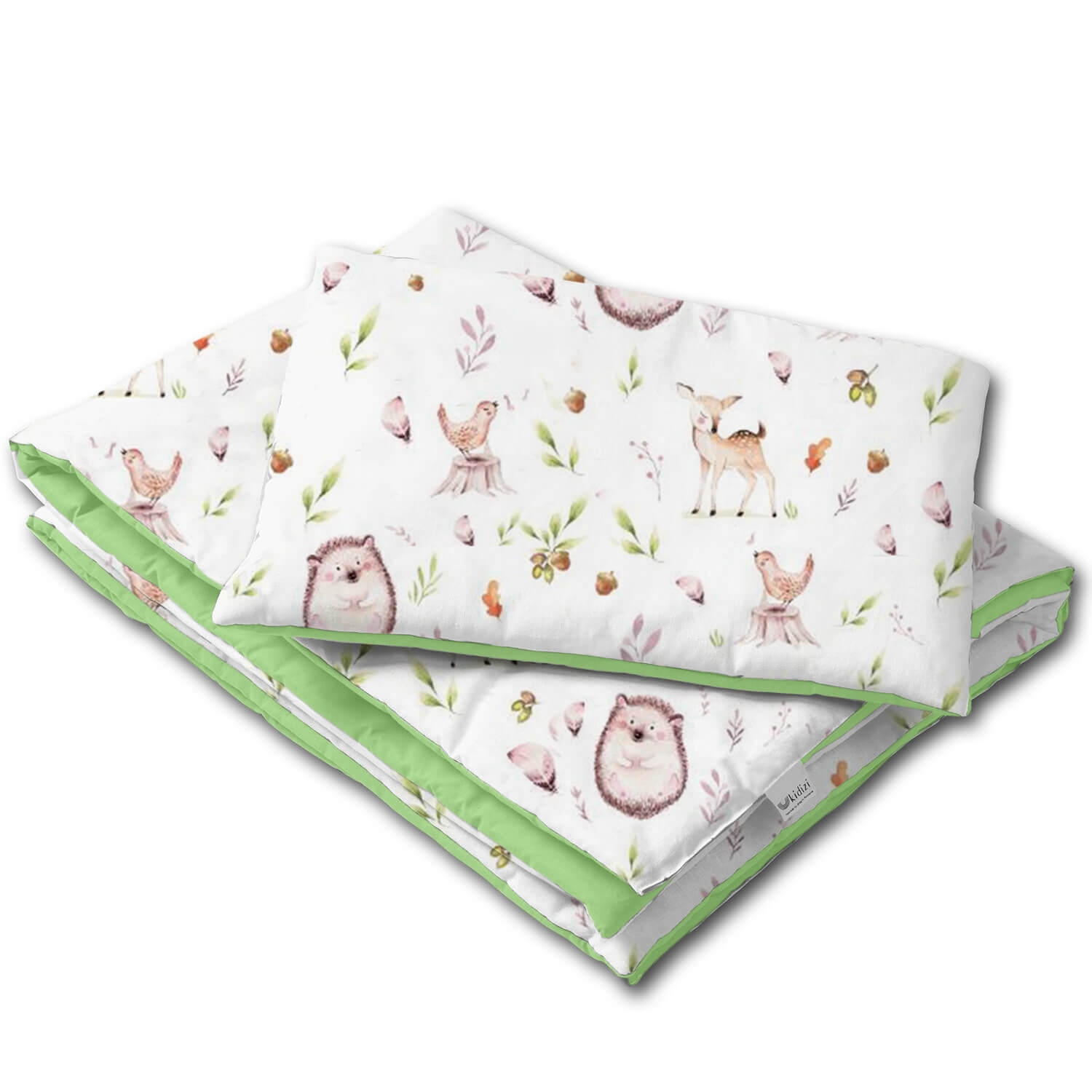 Lenjerie patut cosleeper 90x50 cm Kidizi Forest Joy, include cearceaf, perna si pilota