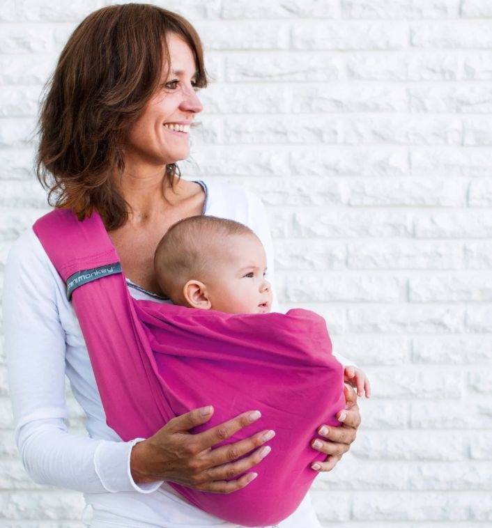 Sling bebe 4 in 1 Minimonkey Pink, transformabil in hamac