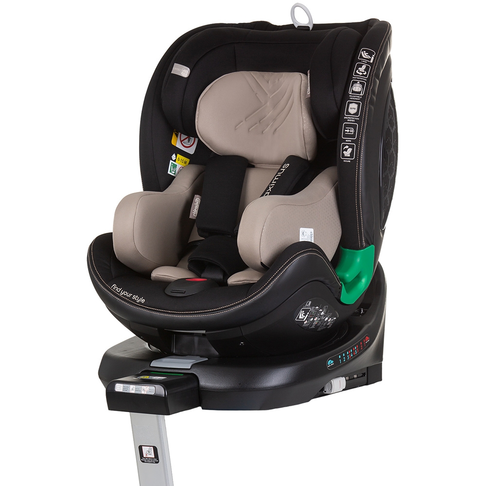 Scaun auto rotativ Chipolino Maximus I-Size 40-150 cm macadamia cu sistem Isofix