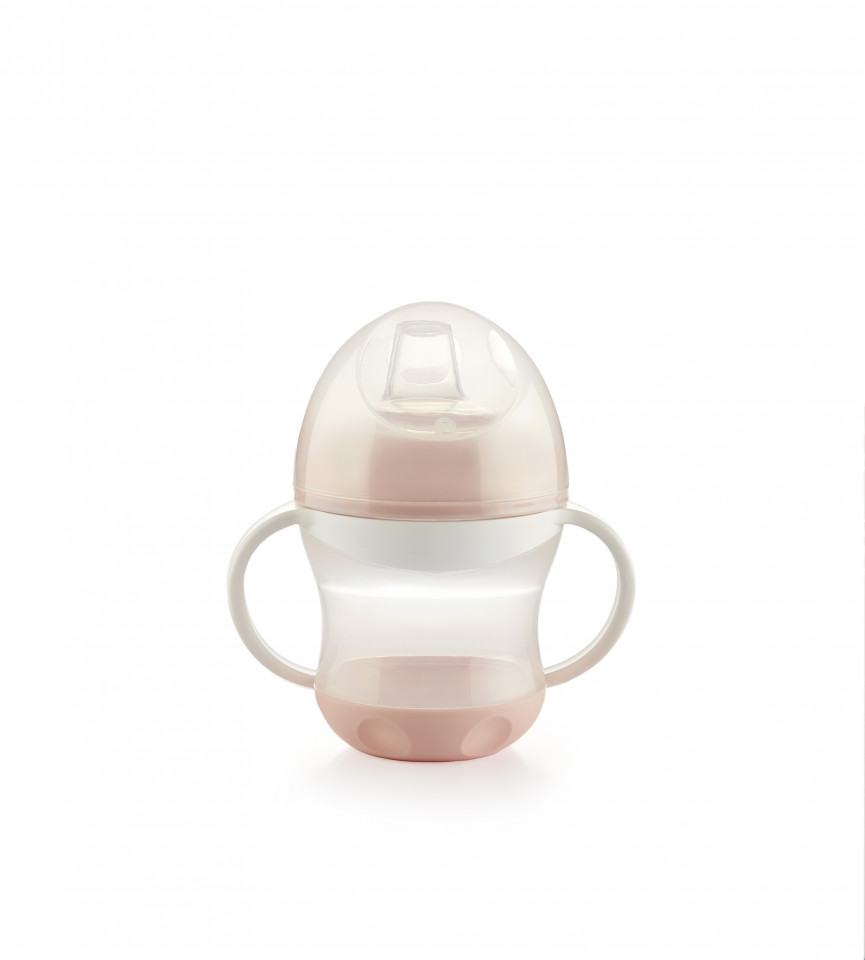 Cana anti-curgere cu capac si manere Powder pink Thermobaby