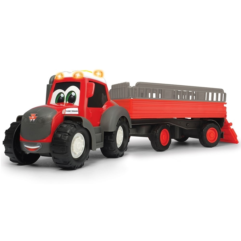 Tractor Dickie Toys Happy Ferguson Animal Trailer cu remorca si figurina